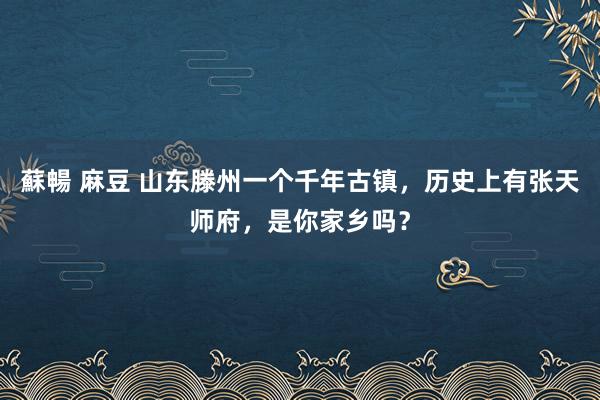 蘇暢 麻豆 山东滕州一个千年古镇，历史上有张天师府，是你家乡吗？
