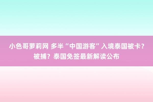 小色哥萝莉网 多半“中国游客”入境泰国被卡？被捕？泰国免签最新解读公布