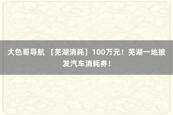 大色哥导航 【芜湖消耗】100万元！芜湖一地披发汽车消耗券！