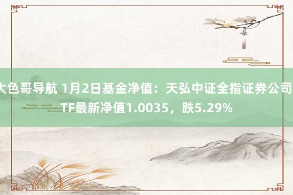 大色哥导航 1月2日基金净值：天弘中证全指证券公司ETF最新净值1.0035，跌5.29%