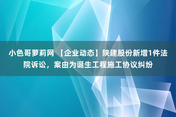 小色哥萝莉网 【企业动态】陕建股份新增1件法院诉讼，案由为诞生工程施工协议纠纷