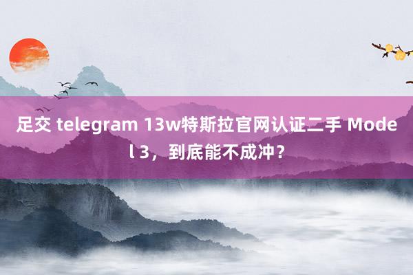 足交 telegram 13w特斯拉官网认证二手 Model 3，到底能不成冲？
