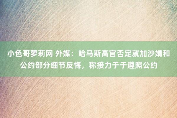 小色哥萝莉网 外媒：哈马斯高官否定就加沙媾和公约部分细节反悔，称接力于于遵照公约