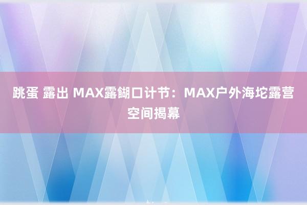 跳蛋 露出 MAX露餬口计节：MAX户外海坨露营空间揭幕