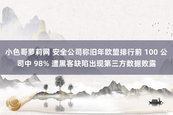 小色哥萝莉网 安全公司称旧年欧盟排行前 100 公司中 98% 遭黑客缺陷出现第三方数据败露
