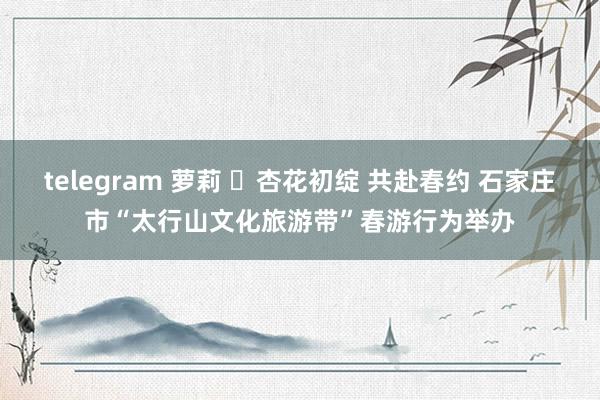 telegram 萝莉 ​杏花初绽 共赴春约 石家庄市“太行山文化旅游带”春游行为举办