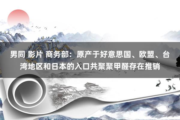 男同 影片 商务部：原产于好意思国、欧盟、台湾地区和日本的入口共聚聚甲醛存在推销