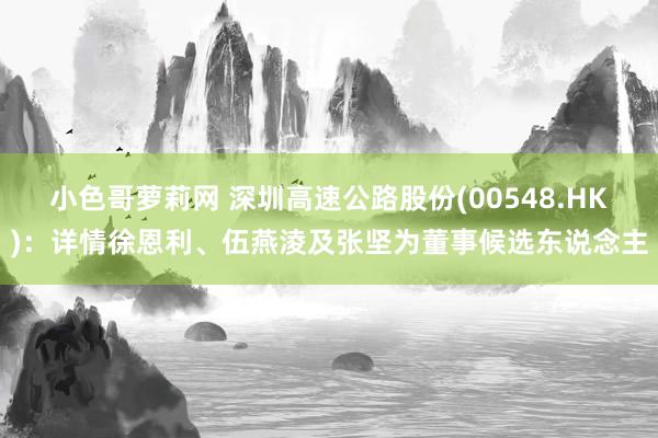 小色哥萝莉网 深圳高速公路股份(00548.HK)：详情徐恩利、伍燕淩及张坚为董事候选东说念主