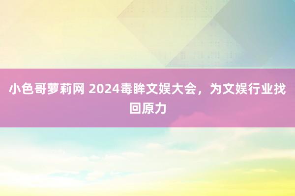 小色哥萝莉网 2024毒眸文娱大会，为文娱行业找回原力