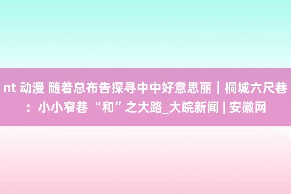 nt 动漫 随着总布告探寻中中好意思丽｜桐城六尺巷：小小窄巷 “和”之大路_大皖新闻 | 安徽网