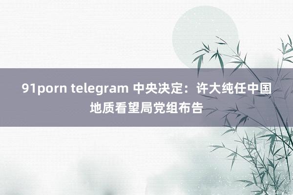 91porn telegram 中央决定：许大纯任中国地质看望局党组布告