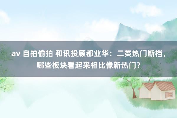av 自拍偷拍 和讯投顾都业华：二类热门断档，哪些板块看起来相比像新热门？