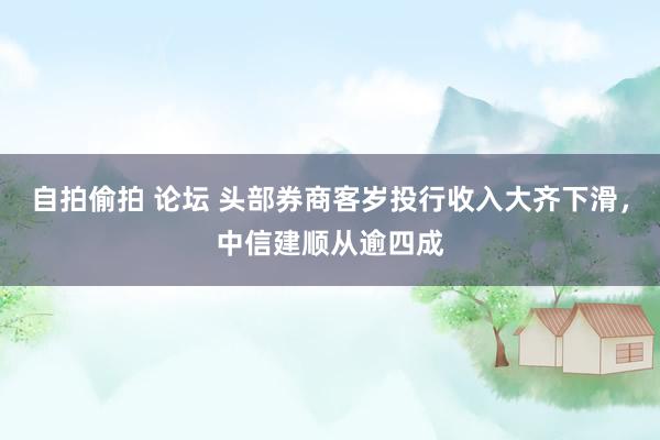 自拍偷拍 论坛 头部券商客岁投行收入大齐下滑，中信建顺从逾四成