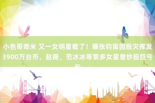 小色哥奇米 又一女明星载了！曝张钧甯因股灾挥发3900万台币，赵薇、范冰冰等繁多女星曾炒股巨亏