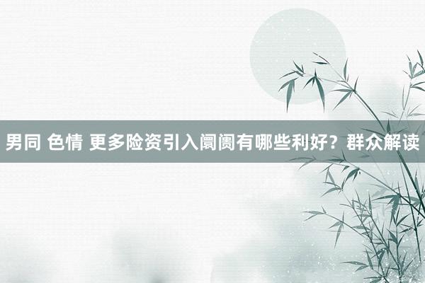 男同 色情 更多险资引入阛阓有哪些利好？群众解读