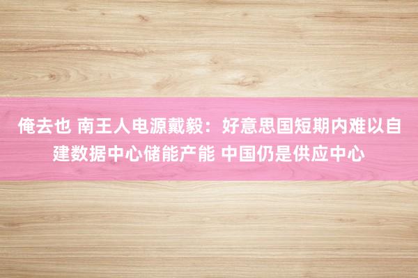 俺去也 南王人电源戴毅：好意思国短期内难以自建数据中心储能产能 中国仍是供应中心