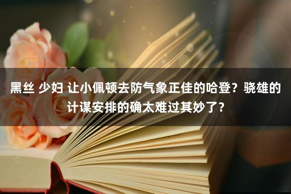 黑丝 少妇 让小佩顿去防气象正佳的哈登？骁雄的计谋安排的确太难过其妙了？