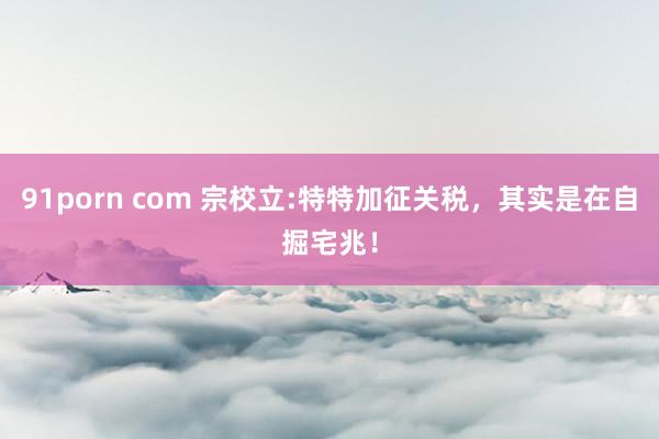 91porn com 宗校立:特特加征关税，其实是在自掘宅兆！