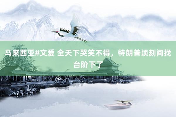 马来西亚#文爱 全天下哭笑不得，特朗普顷刻间找台阶下了