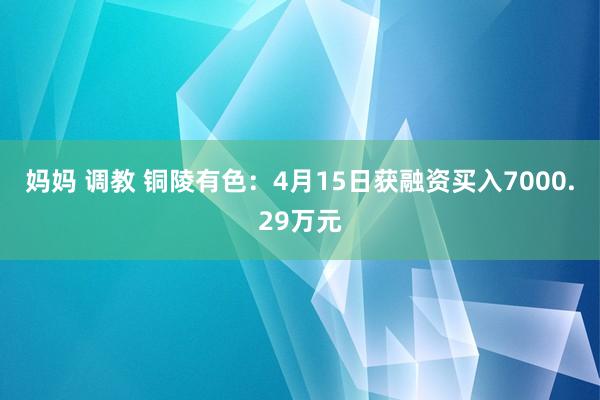 妈妈 调教 铜陵有色：4月15日获融资买入7000.29万元