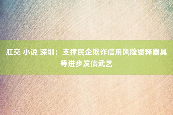 肛交 小说 深圳：支撑民企欺诈信用风险缓释器具等进步发债武艺