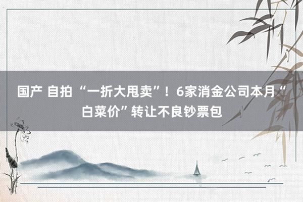 国产 自拍 “一折大甩卖”！6家消金公司本月“白菜价”转让不良钞票包