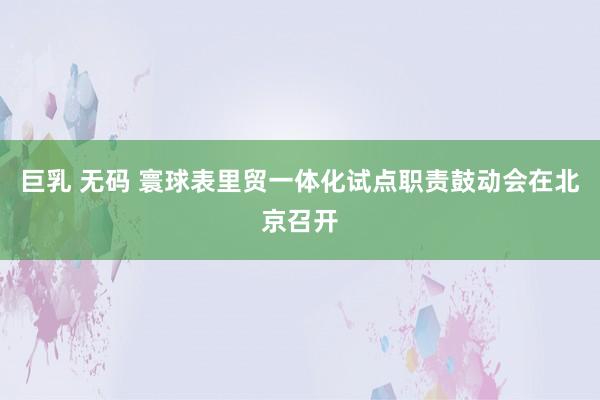 巨乳 无码 寰球表里贸一体化试点职责鼓动会在北京召开