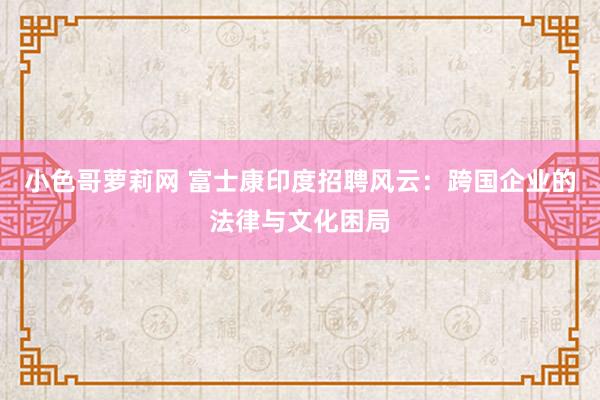 小色哥萝莉网 富士康印度招聘风云：跨国企业的法律与文化困局