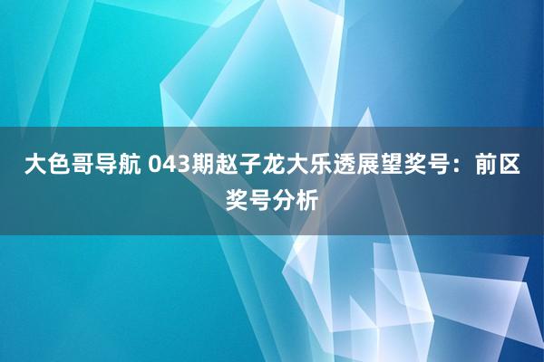 大色哥导航 043期赵子龙大乐透展望奖号：前区奖号分析