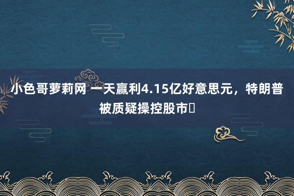 小色哥萝莉网 一天赢利4.15亿好意思元，特朗普被质疑操控股市​