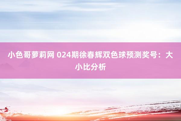小色哥萝莉网 024期徐春辉双色球预测奖号：大小比分析