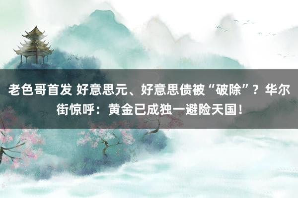 老色哥首发 好意思元、好意思债被“破除”？华尔街惊呼：黄金已成独一避险天国！